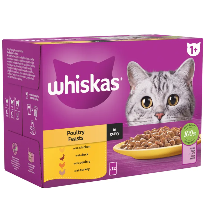 Whiskas Pouches Adult 1+ Poultry Feasts in Gravy 12 x 85g